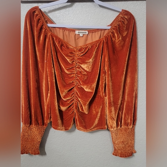 Amber Skies  Velvet Ruched Top Size M EUC - Picture 2 of 10